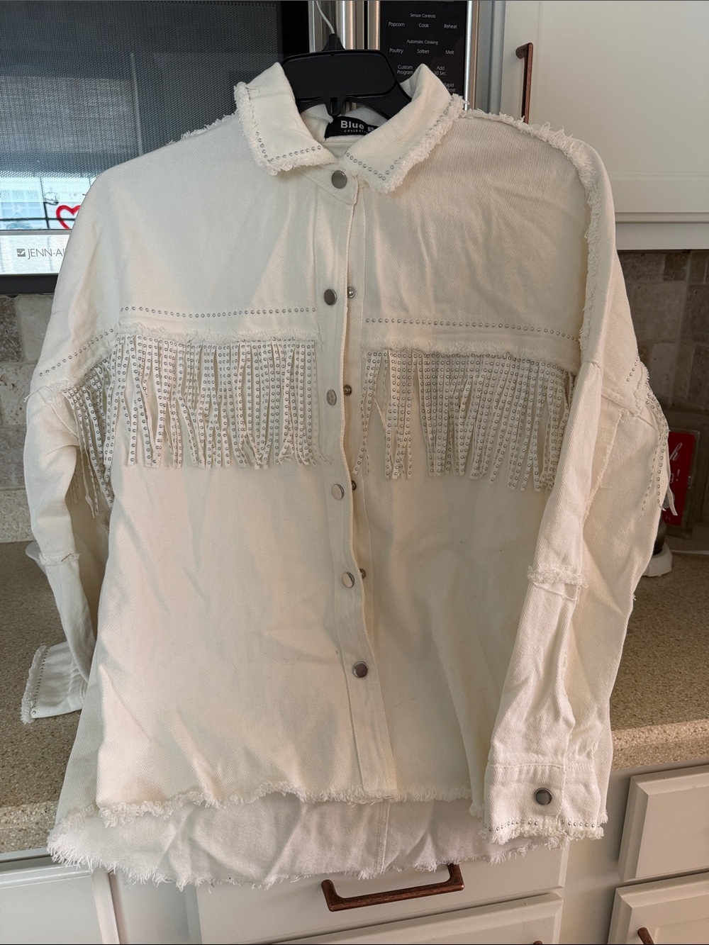 BIJOU White Fringe Button-Down Shirt - Casual Women’s Top